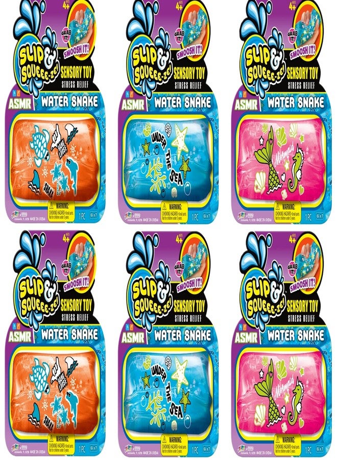 JA-RU Water Snake Fidget Toy (6 Units Assorted Colors) Slippery Water Wiggler Toy, Sensory Stress Relief Toys for Kids, Party Favors, Classroom Prizes, & Goodie Bag Stuffers. 5559-6s - Image 1